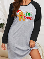  Gingerbread & Snowflake Slogan Print Nightdress