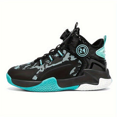 Boys High Top Basketball Shoes w/ Rotating Buckle Comfy Soft Sole