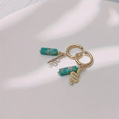 Irregular Stone Pendant Earrings Stainless Steel 18K Plated