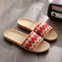 Women's Linen Fabric Slippers Indoor Lightweight Non Slip Slippers