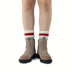 2 Pairs Striped Knitted Socks Comfy & Warm Tube Socks Women's Stockings