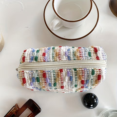 Colorful Woven Comestic Bag Large Capacity Wash Bag Travel Handbag