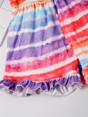 Girls Sleeveless Tie Dye Ruffle Jumpsuit for Kids Summer