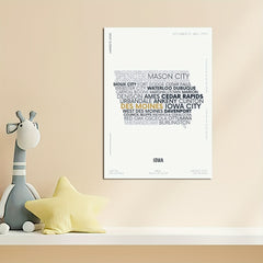 Iowa State Letter Map Stickers for Children - Modern Typography Art Series