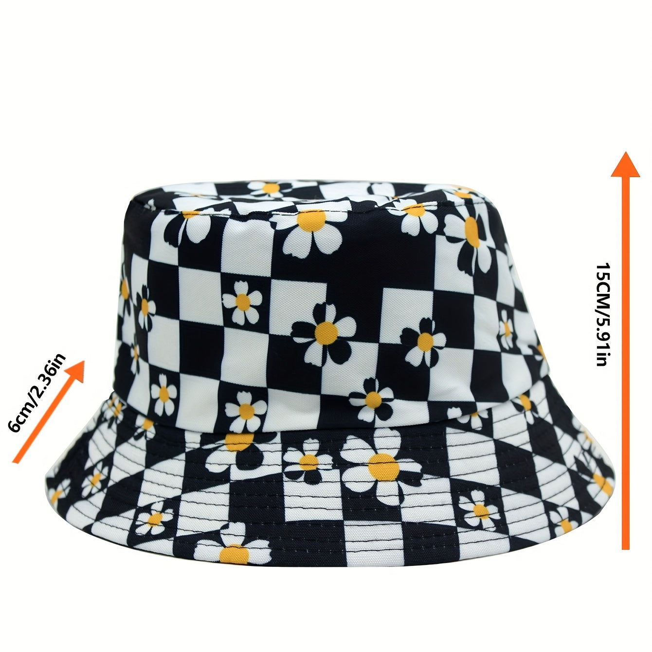 Checkerboard Plaid Flower Basin Hat Sun Hat for Men