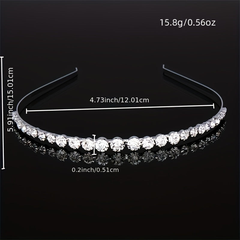 Rhinestone Decor Headband Metal Head Hoop Skinny Hair Band Glitter Headdress