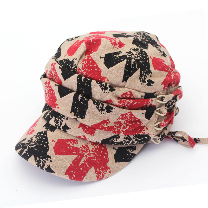 Pink Camouflage Newsboy Hat Short Brim Flat Top Hat
