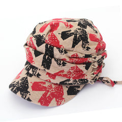 Pink Camouflage Newsboy Hat Short Brim Flat Top Hat