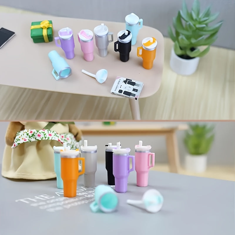6 Pack Thermal Cups with Straw for Dollhouse Scale Plastic Drinkware
