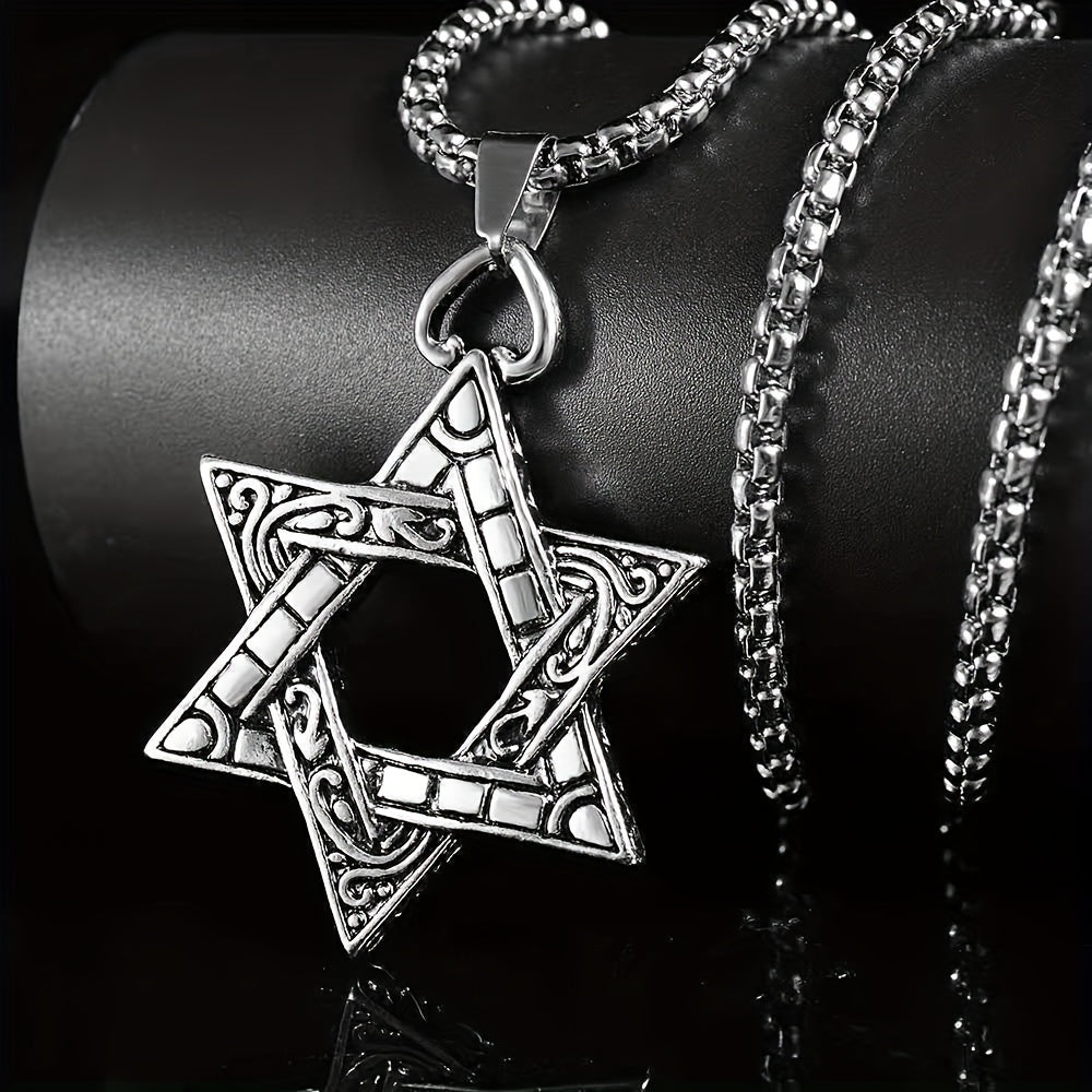 Stainless Steel Necklace Jewelry Hexagon Pendant Necklace Hip hop Punk