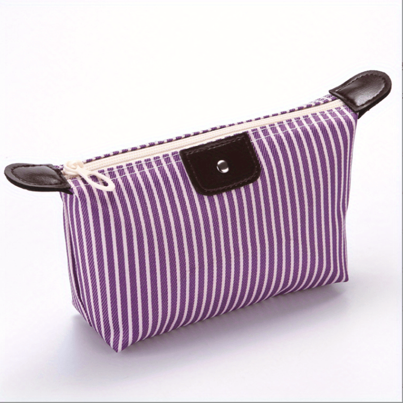 Striped Pattern Carry On Bag Zipper Cosmetic Pouch