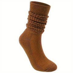 Textured Solid Calf Socks Warm Knee High Women's Stockings