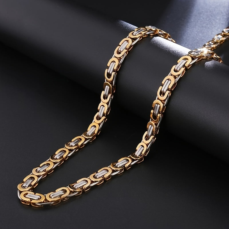 Stainless Steel Funky Flat Chain Necklace for Men