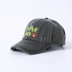 Kids Alphabet Bear Embroidered Baseball Cap for Outdoor Activities