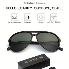Oversized Polarized Aviator Sunglasses For Men UV Protection Green Lenses
