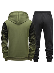 Gradient Print Men's 2pcs Outfit: Hoodie & Sports Trousers