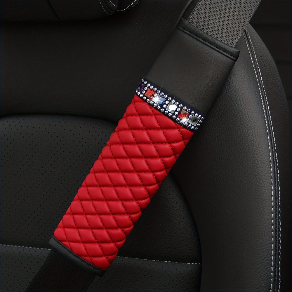 3D Embroidery Diamond Car Seat Belt Cover - Breathable & Comfortable