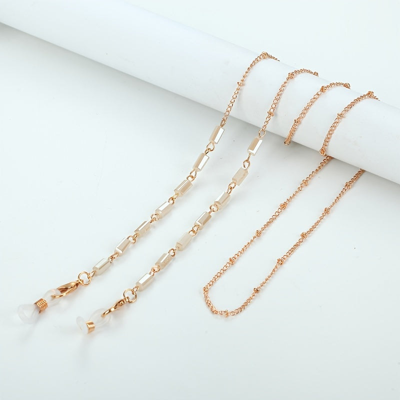 Crystal Glass Cuboid Glasses Chain and Mask Holder Necklace