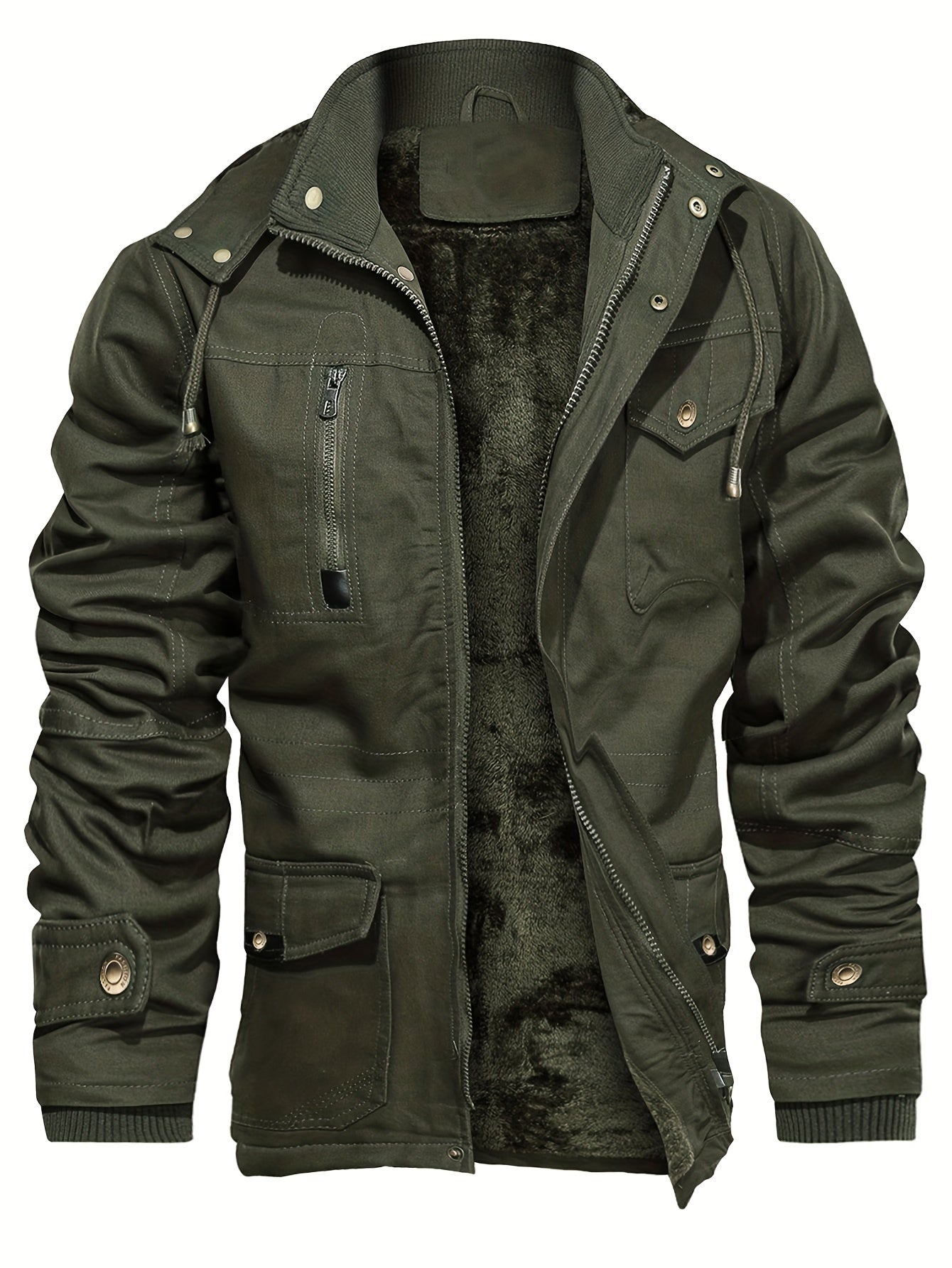 Men's Winter Cargo Jackets Thicken Outwear Fleece Lined Military Warm Coat