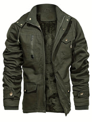 Men's Winter Cargo Jackets Thicken Outwear Fleece Lined Military Warm Coat