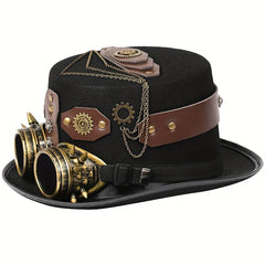 Steampunk Top Hat with Goggles for Halloween Cosplay