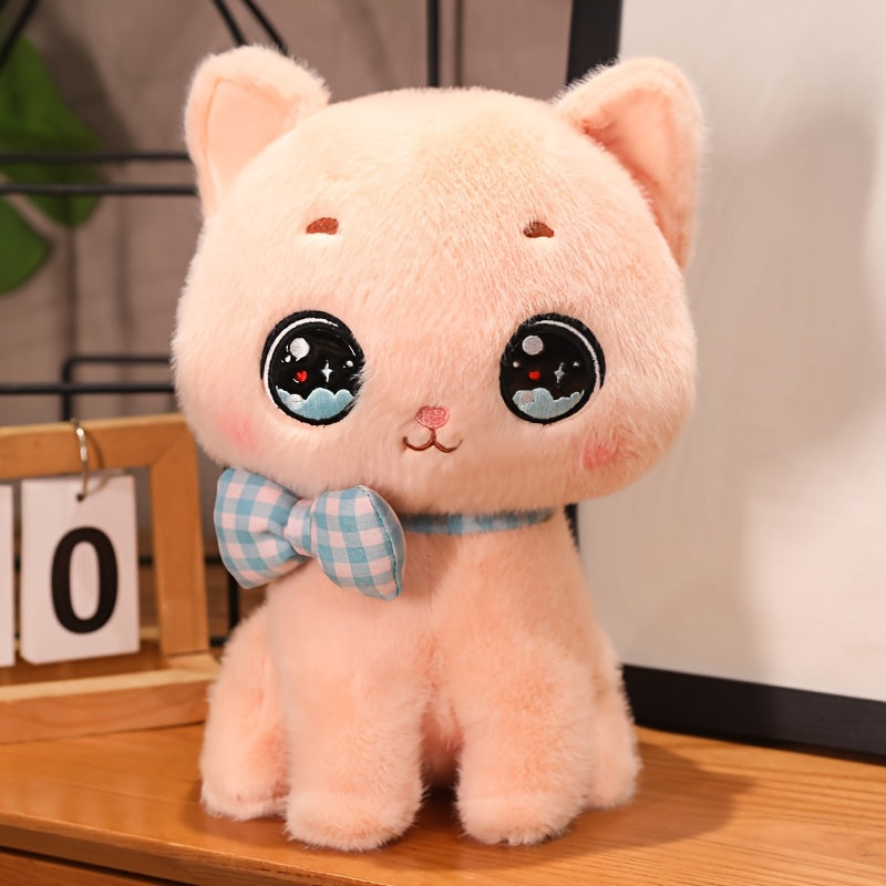 Fluffy Cartoon Cat Plush Toy 9.44in Stuffed Animal Light Pink