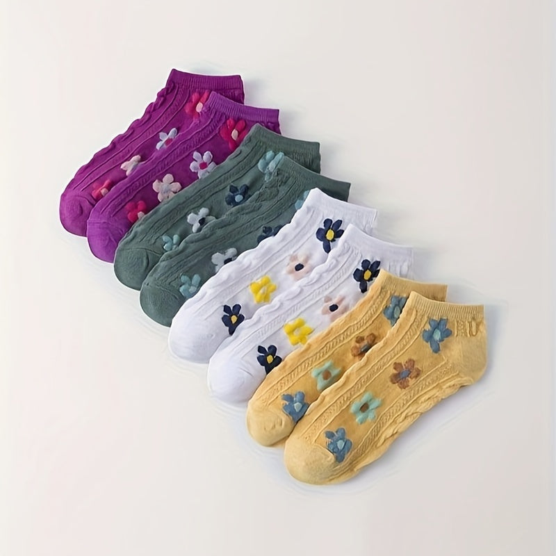 8 Pairs Floral Print Socks & Low Cut Ankle Socks Women's Stockings