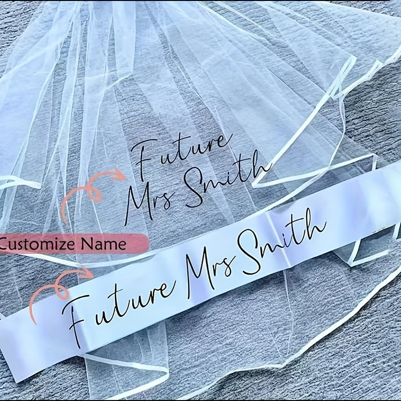 Bridal Veil Set with Personalized Name & Date