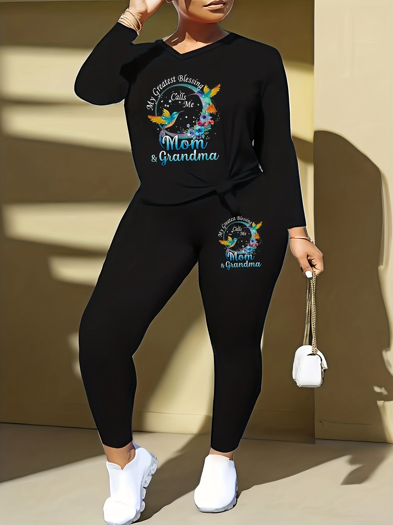  Halloween 2 Pc Set Women's Graphic Print Long Sleeve Top & Leggings