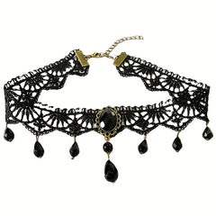Dark Gothic Crystal Lace Necklace Choker Clavicle Chain