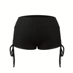 Plus Size Women's Honeycomb Pattern Drawstring High Stretch Shorts