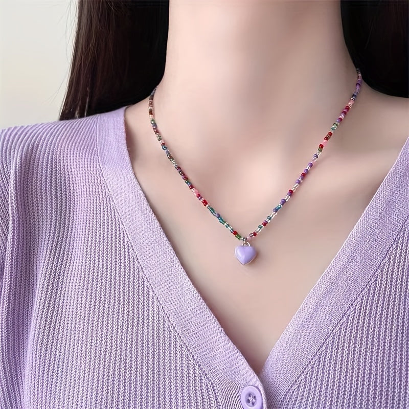Y2K Candy Chain Beads Necklace Colorful Clavicle Love Summer Jewelry Gift