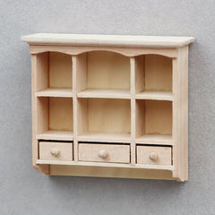 1:12 Scale Dollhouse Cabinet Unfinished Brown 3 Compartment Display Furniture