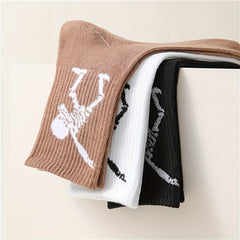 3 Pairs Skull Print Socks Halloween Crew Socks Women's Stockings