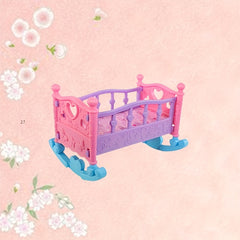 Pink Rubber Doll Cradle Bed Soft and Adorable Playhouse Furniture for Girls