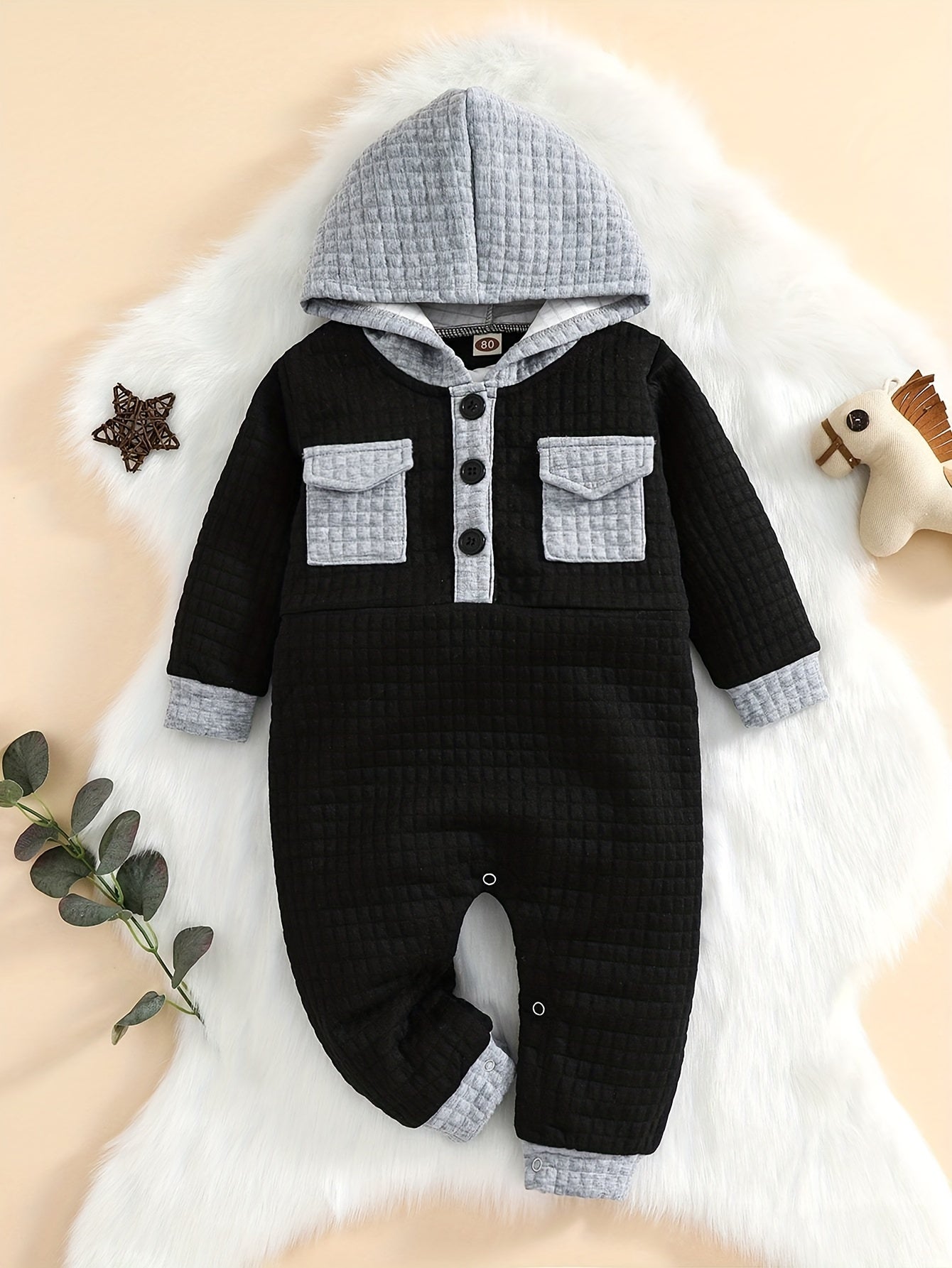 Baby's Hooded Jumpsuit Long Sleeve Romper