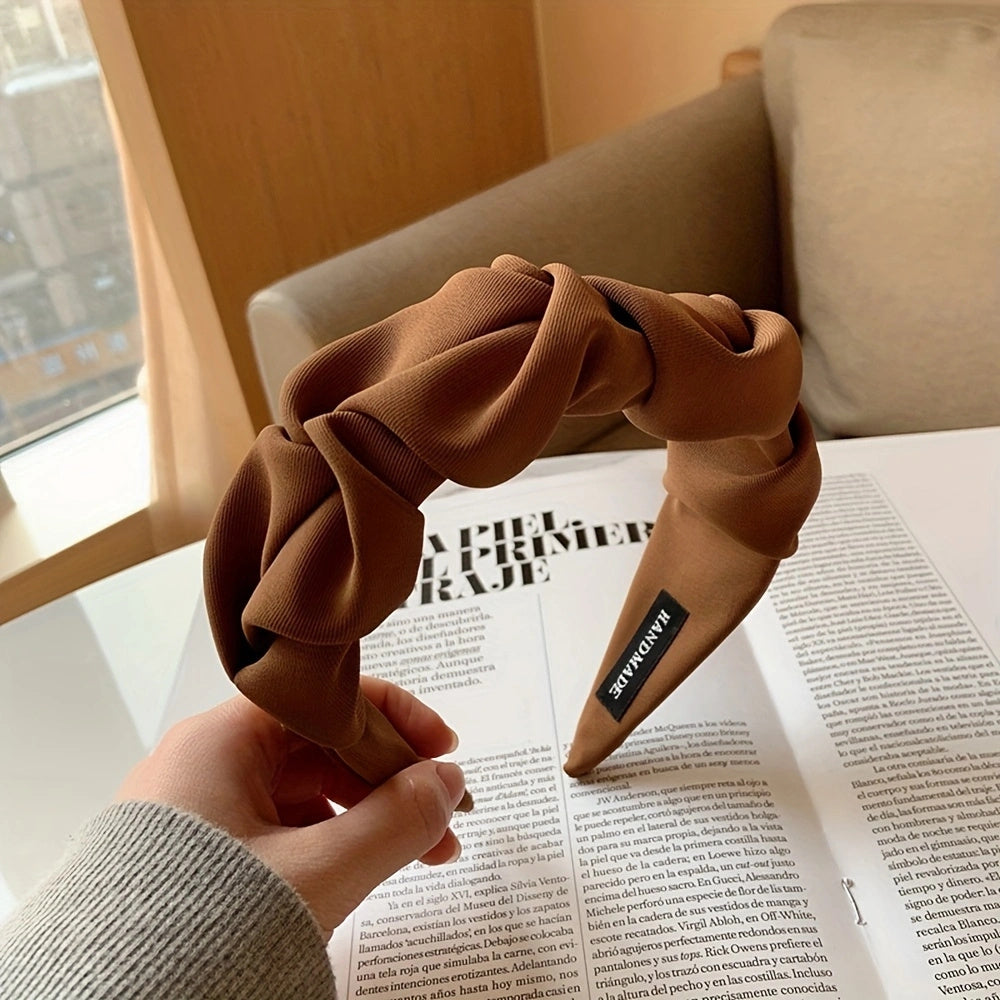 Ruffled Headbands For Women Solid Fabric Wide Hairbands