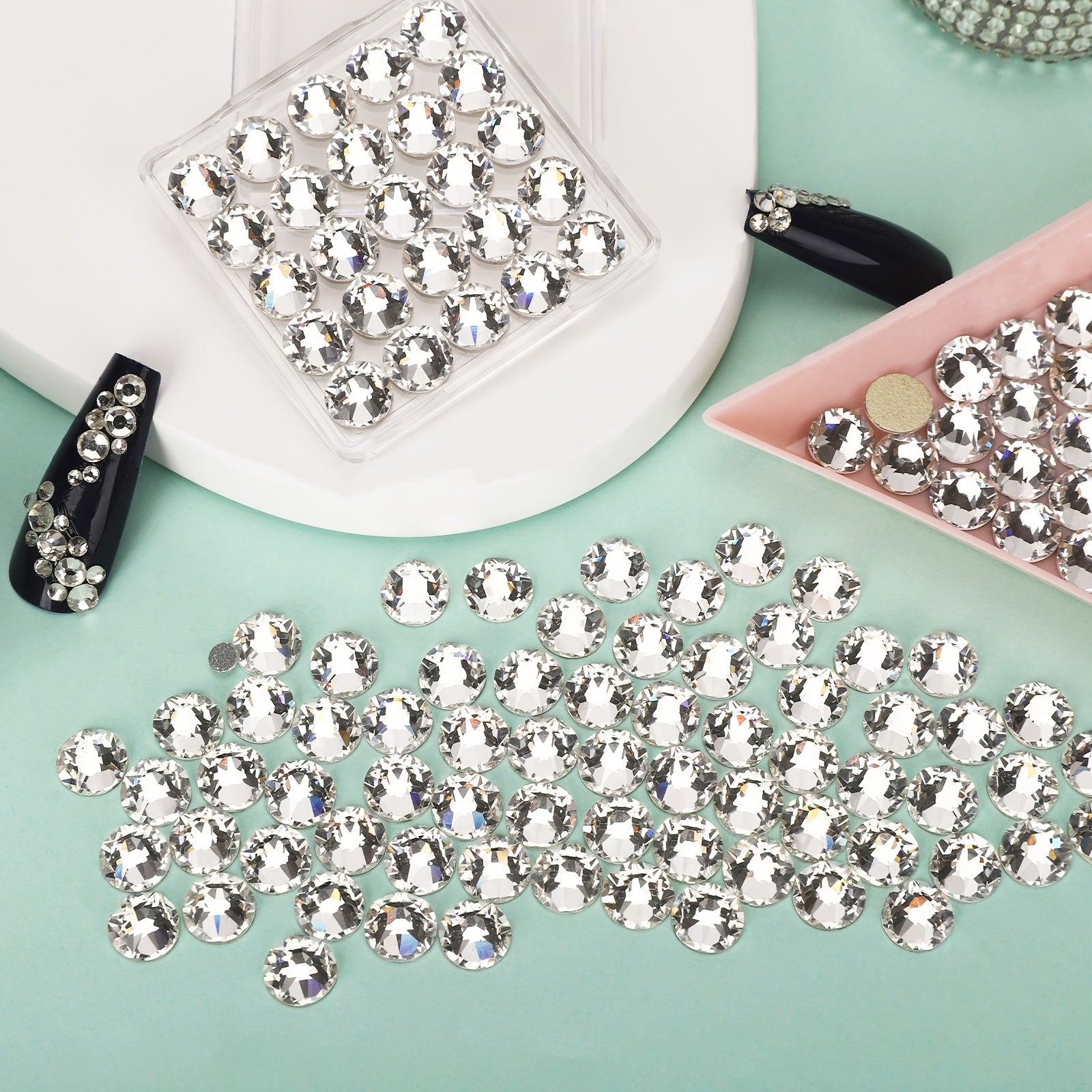 1440pcs Clear Flatback Rhinestones for Crafts Nail Decorations Gems