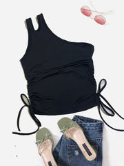 Y2K One Shoulder Drawstring Tank Top
