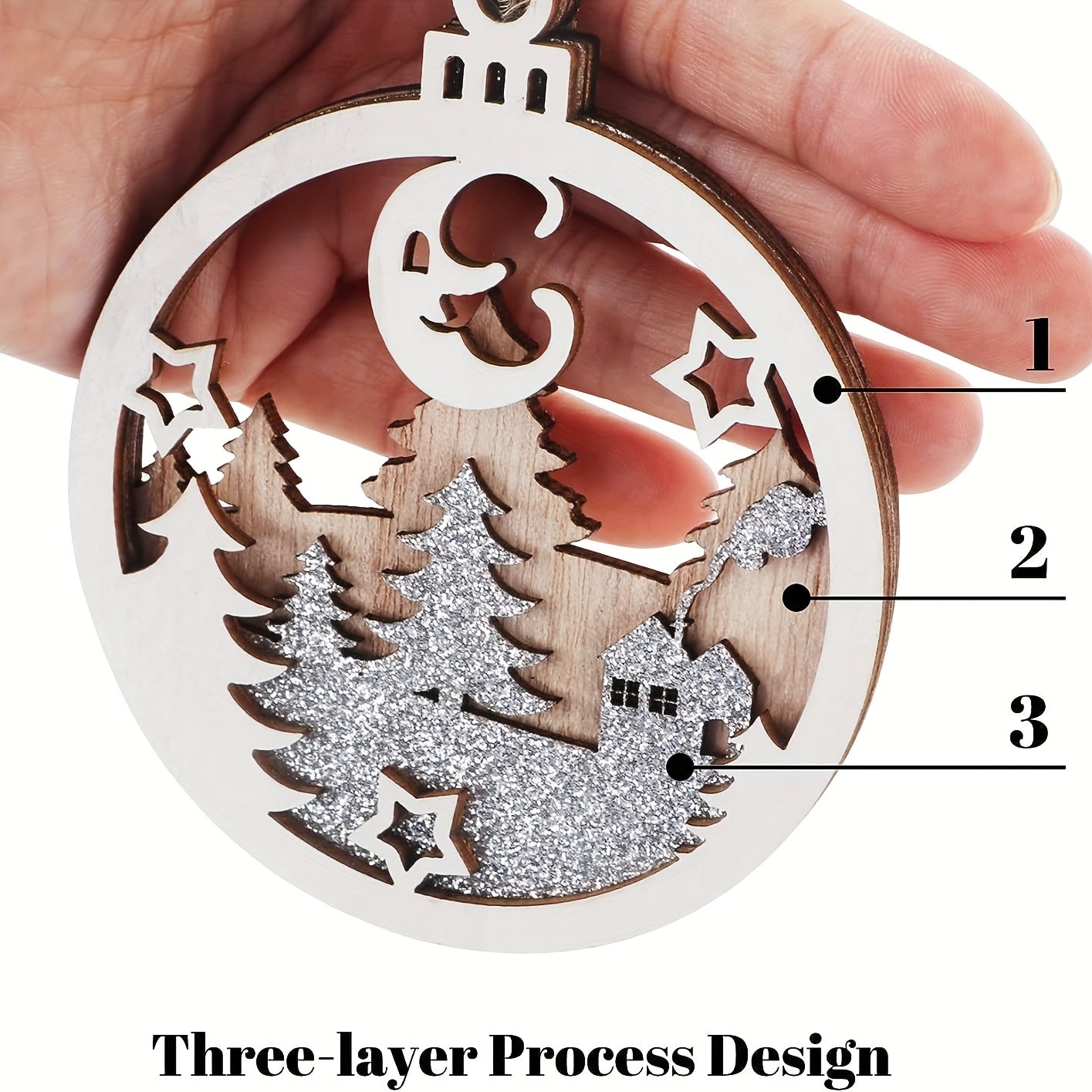 6pcs Winter Wonderland Farmhouse Christmas Tree Ornaments