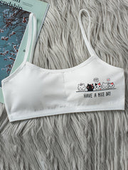 4pcs Girls Cat Print Stretchy Bralette Underwear