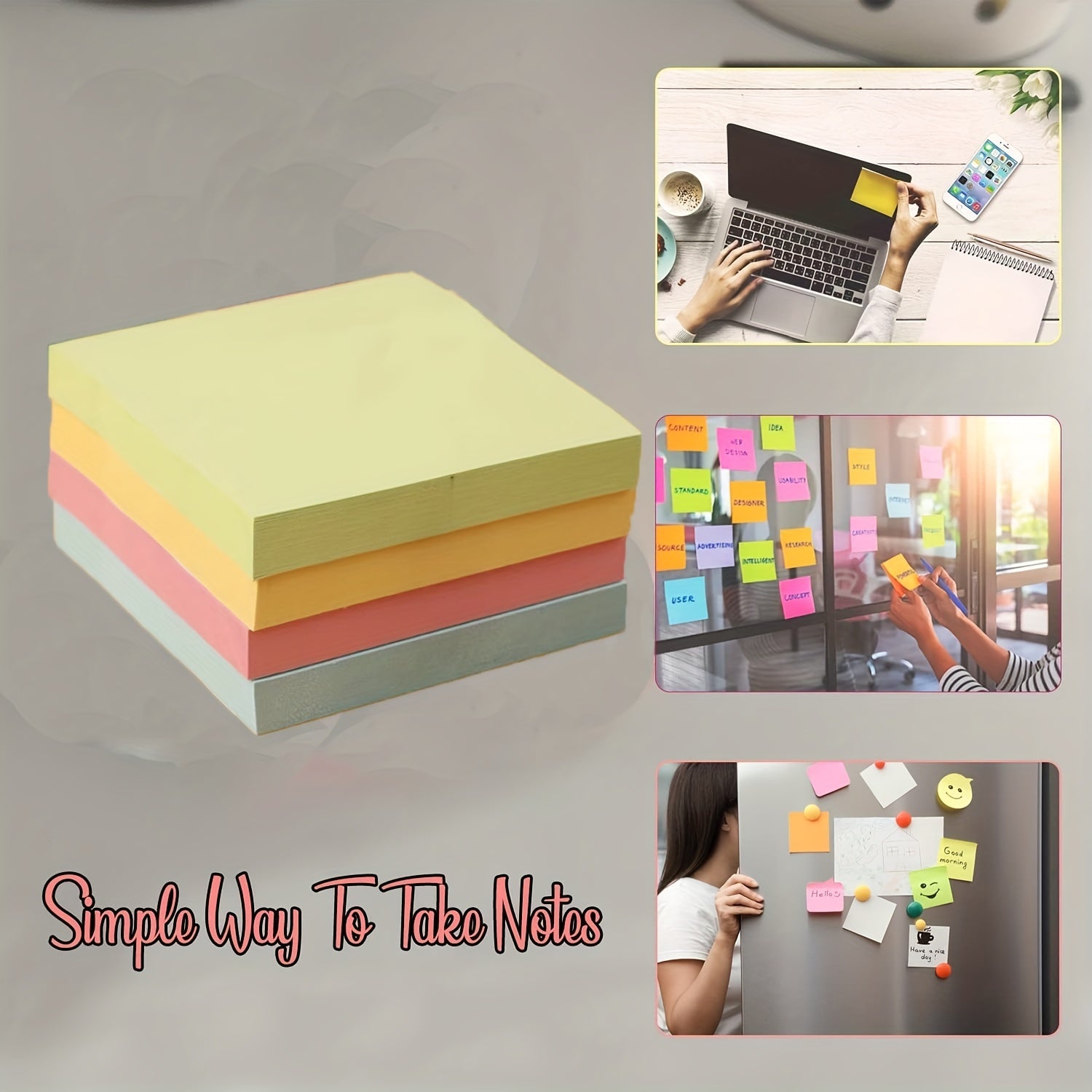 4 Colors Sticky Notes Index Labels 20 x 100 for Office School Memos