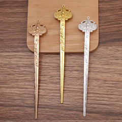 Flower Embossed Hair Pin Metal Hair Stick Retro Hair Bun Maker