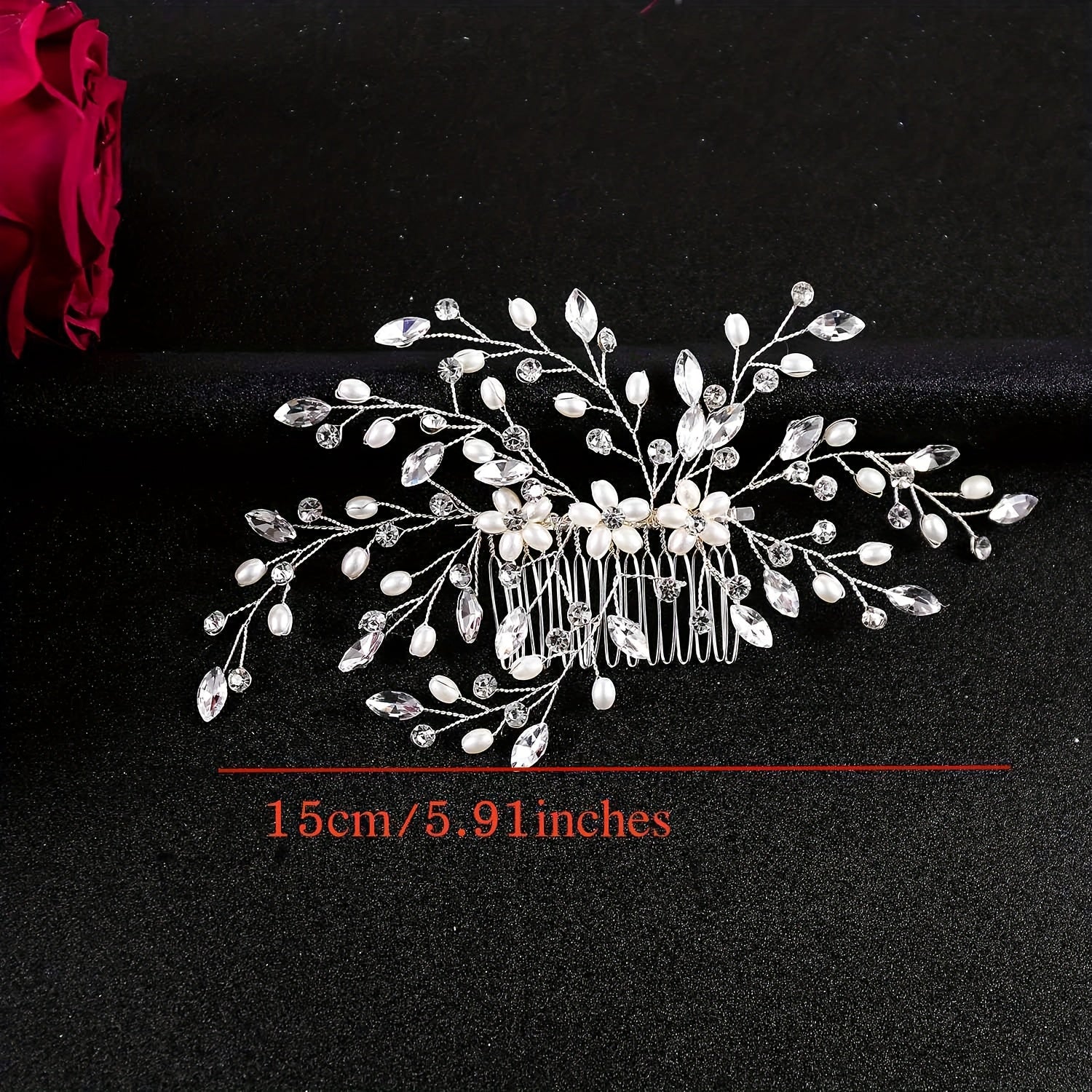Elegant Bridal Hair Comb with Pearls and Rhinestones