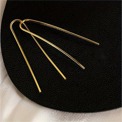 Golden U Shape Clip On Earrings Japanese Style Jewelry