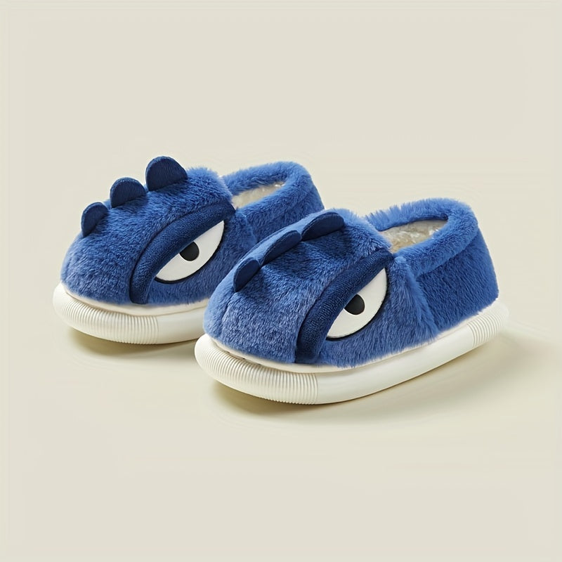 Boys Cartoon Furry House Shoes - Warm Indoor Walking Shoes