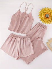 Floral Print Pajama Set Cami Top & Shorts & Pants
