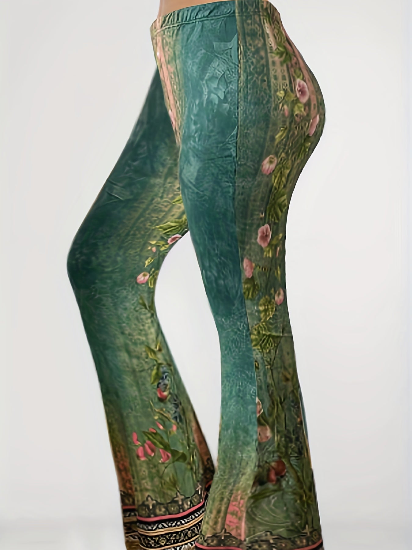 Floral Print High Rise Flared Pants