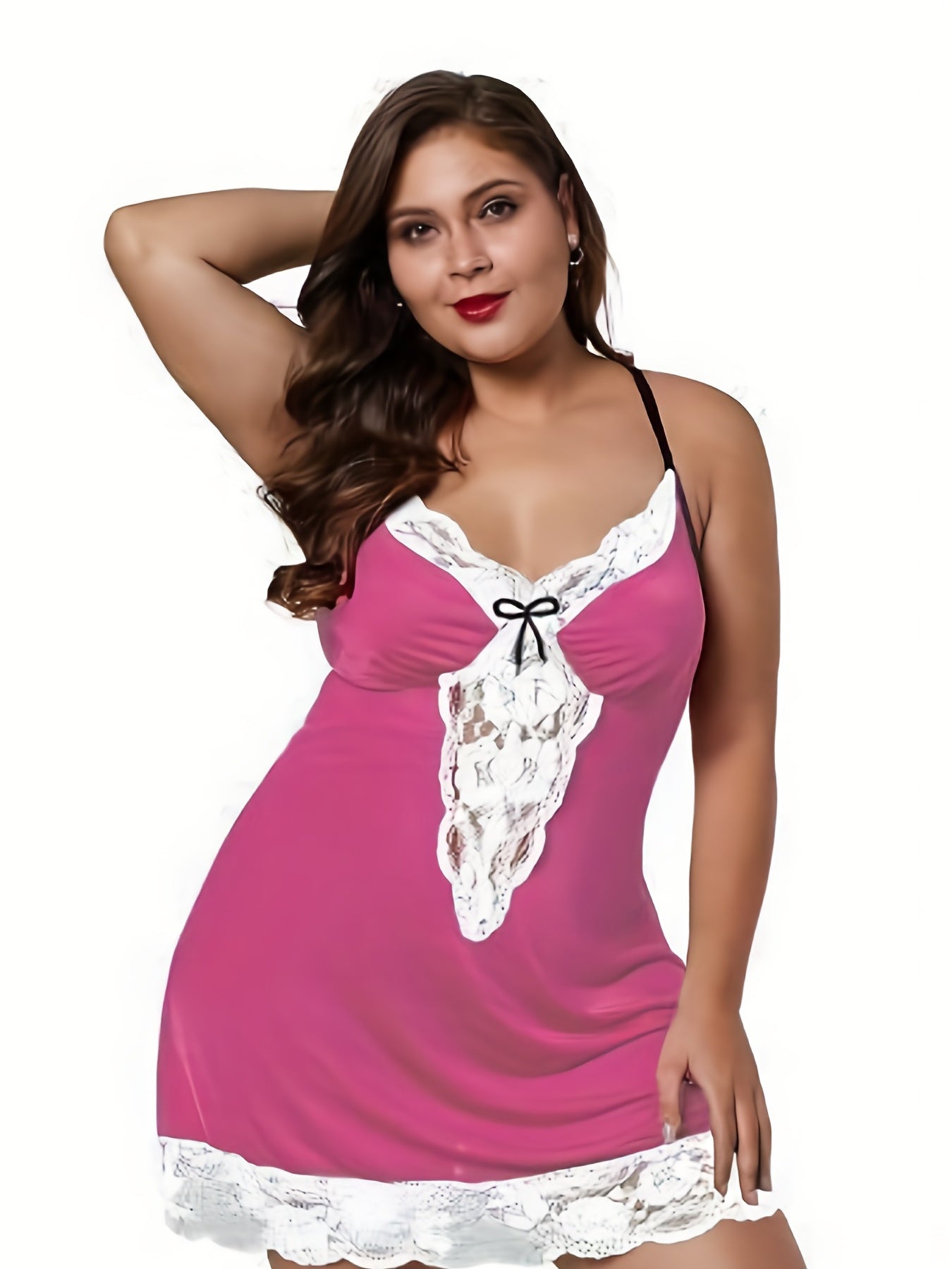  Sexy Nightdress Soft Lace Criss Cross Back V Neck Cami Sleep Dress
