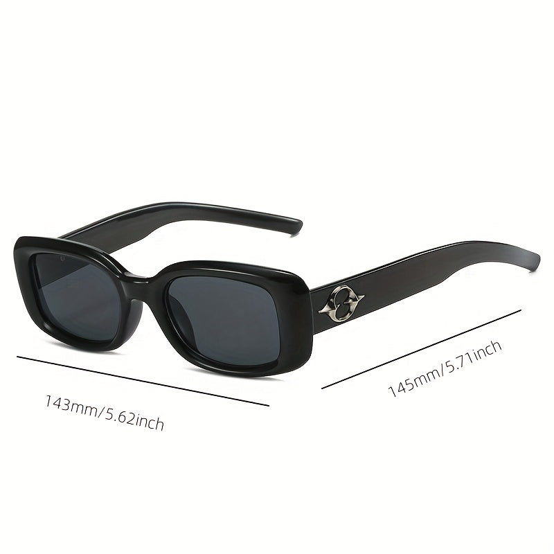 Y2K Square Sunglasses Hiphop Metal Planet Decor Beach Party Club UV400
